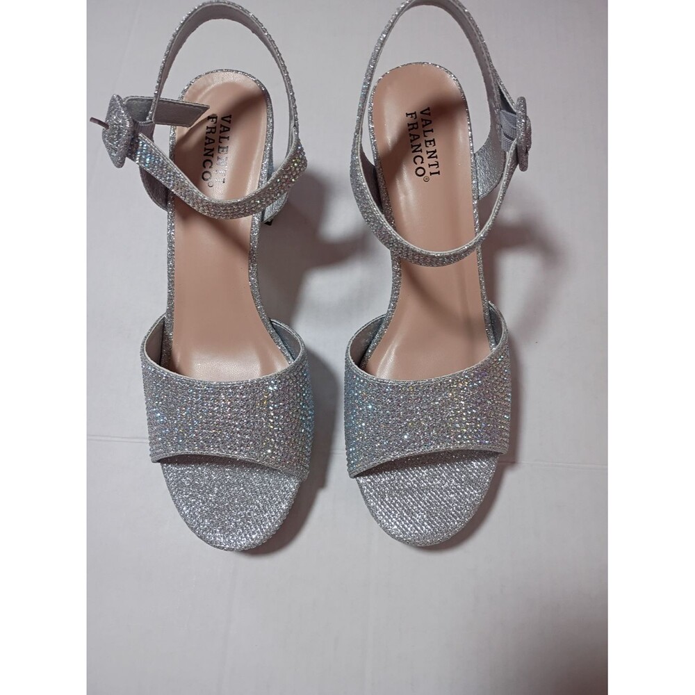 Valenti Franco Silver Glitter Slingback Sandals Size 10